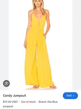 Aila Blue Yellow Tie-Front Wide-Leg Jumpsuit